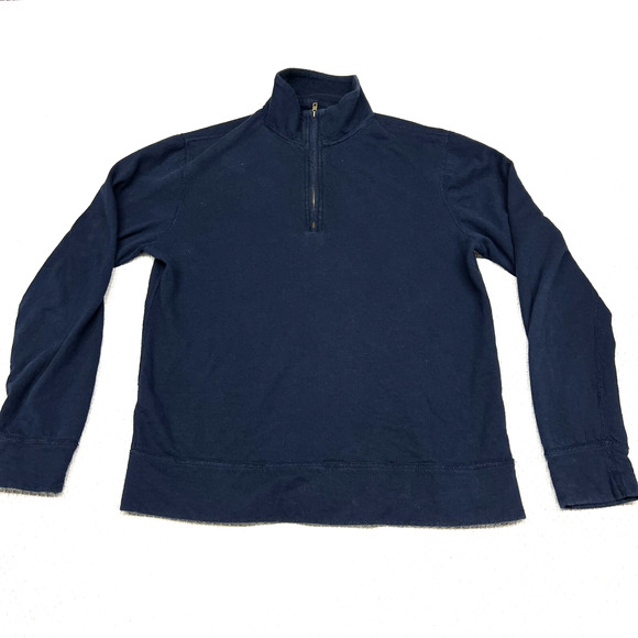 J Crew 1/4 Zip Pullover Mens Medium Navy Blue Cotton Activewear Golf Casual - Picture 1 of 7